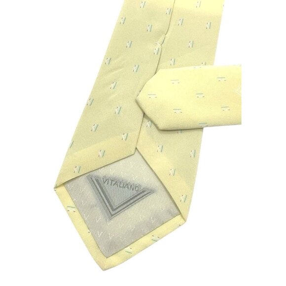 VITALIANO PANCALDI VINTAGE Men's 100% Silk Necktie LUXURY Yellow Art W:3.2" EUC - Picture 5 of 5